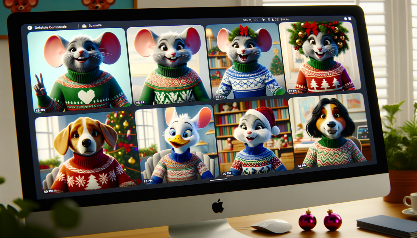 Festive Fun: Disney's Ugly Christmas Sweater Inspired Digital Backgrounds for Your Virtual Celebrations