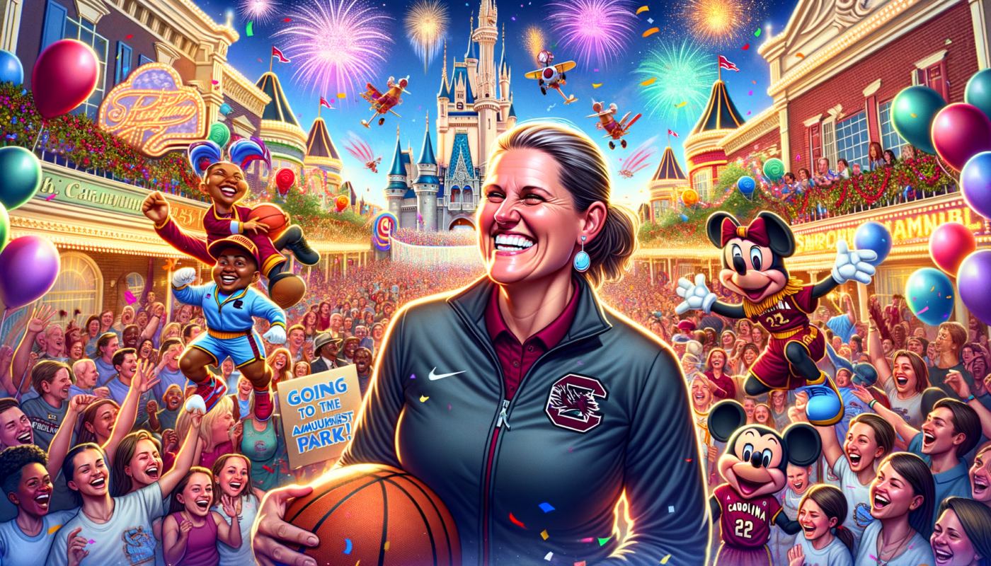 "Dawn Staley's Magical Celebration: Women's Basketball Victory Parade at Disney World"